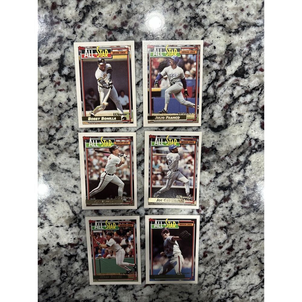 LOT OF 6 1992 TOPPS GOLD WINNER BASEBALL All Star Ripken Franco Carter Boggs